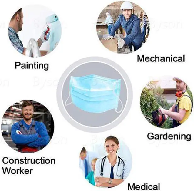 Alt view image 6 of 7 - 100pcs Disposable Face Masks 3 layers Anti Covid-19 Antibacterial Face Mask Protection Adult Child Protective Nose and Mouth Masks