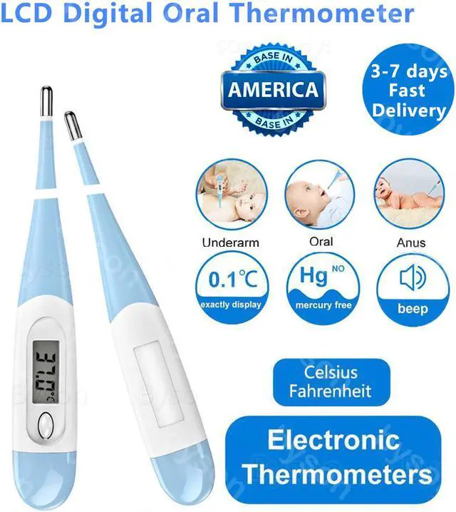 Alt view image 2 of 7 - Fahrenheit Celsius switch Digital LCD Thermometer Soft Type Electronic Baby Adult Mouth Home Fever Measure