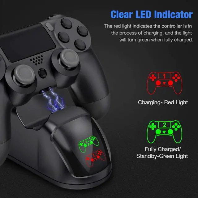 Alt view image 3 of 7 - Ackmioxy PS4 Controller Charger, Controller USB Charging Station Dock for DualShock 4, PlayStation 4 Charging Station for Sony Playstation4 / PS4 / PS4 Slim / PS4 Pro Controller-Black