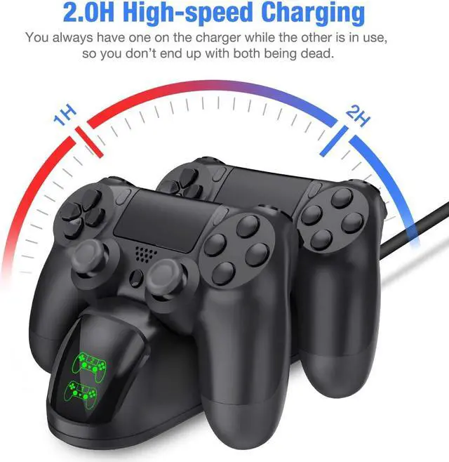 Alt view image 2 of 7 - Ackmioxy PS4 Controller Charger, Controller USB Charging Station Dock for DualShock 4, PlayStation 4 Charging Station for Sony Playstation4 / PS4 / PS4 Slim / PS4 Pro Controller-Black