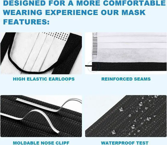 Alt view image 5 of 6 - Disposable Face Mask, 3-Ply Anti Dust Earloop Face Mask for Personal Protective Respirator, Disposable Civil Face Mask Work Mask for Adult & Kids - 100Pcs