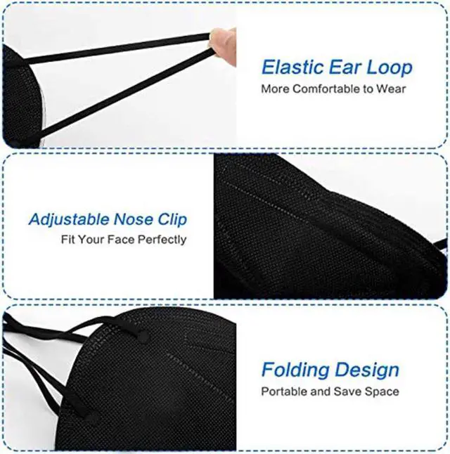 Alt view image 4 of 6 - 200Pcs Non-Disposable Black KN95 Masks, 3D Mouth Shields 5-layer KN95 Mask Oral And Nasal Hygiene Protection, Breathable, Dustproof, Non-woven Fabrics, Anti PM2.5, Work Mask for Adult & Kids