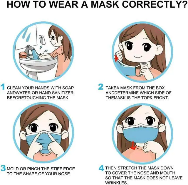 Alt view image 6 of 6 - Disposable Face Mask, 3-Ply Anti Dust Earloop Face Mask for Personal Protective Respirator, Disposable Civil Face Mask Work Mask for Adult & Kids - 100Pcs