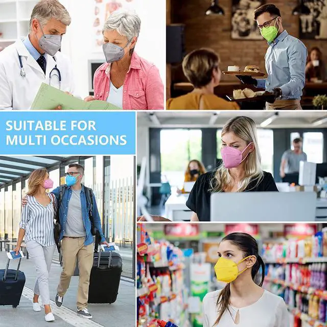 Alt view image 6 of 6 - 100Pcs KN95 Masks, Multiple Color KN95 Face Mask Anti-Virus KN95 Masks Anti-Dust KN95 Face Masks, Non-Disposable 5-Ply Breathable Comfortable KN95 Mask Reusable Face Masks for Adult & Kids (Green)