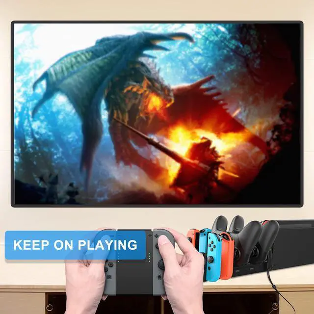 Alt view image 7 of 7 - Nintendo Switch Charging Dock Compatible with Nintendo Switch Pro Controllers and for Joy Cons & OLED Model for Joycon,Multifunction Charger Stand for Switch with 2 USB 2.0 Plug and 2.0 Ports