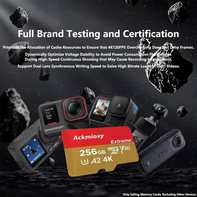 Alt view image 2 of 7 - Ackmioxy 2TB Extreme microSDHC UHS-I High Speed Memory Card with Adapter - Up to 100MB/s, C10, U3, V30, 4K, A2, Micro SD, Memory Card for OSMO NANO / ACE Pro / Camera Sport Camera Pocket 3 / Pocket 4