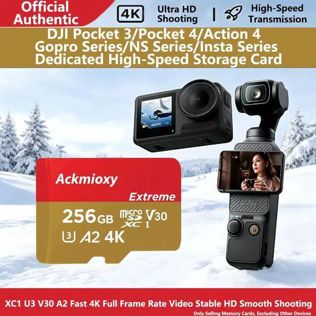 Main image of Ackmioxy 2TB Extreme microSDHC UHS-I High Speed Memory Card with Adapter - Up to 100MB/s, C10, U3, V30, 4K, A2, Micro SD, Memory Card for OSMO NANO / ACE Pro / Camera Sport Camera Pocket 3 / Pocket 4