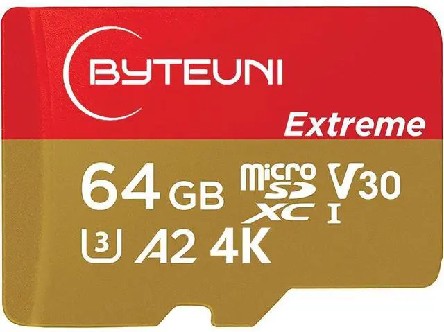 Alt view image 7 of 7 - Byteuni 64GB Extreme microSDHC UHS-I High Speed Memory Card with Adapter - Up to 100MB/s, C10, U3, V30, 4K, A2, Micro SD, Memory Card for OSMO NANO / ACE Pro / Camera Sport Camera Pocket 3 / Pocket 4