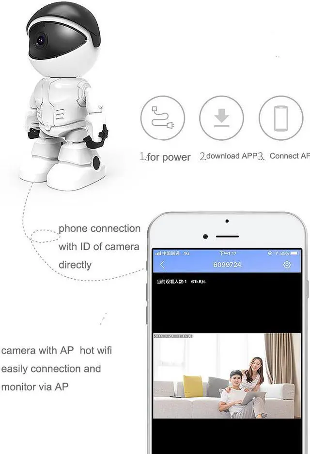 Alt view image 4 of 7 - Wireless Red Robot WIFI Camera IP P2P CCTV Cam Baby Monitor Surveillance HD H.264  IR Night Vision for Android or IOS