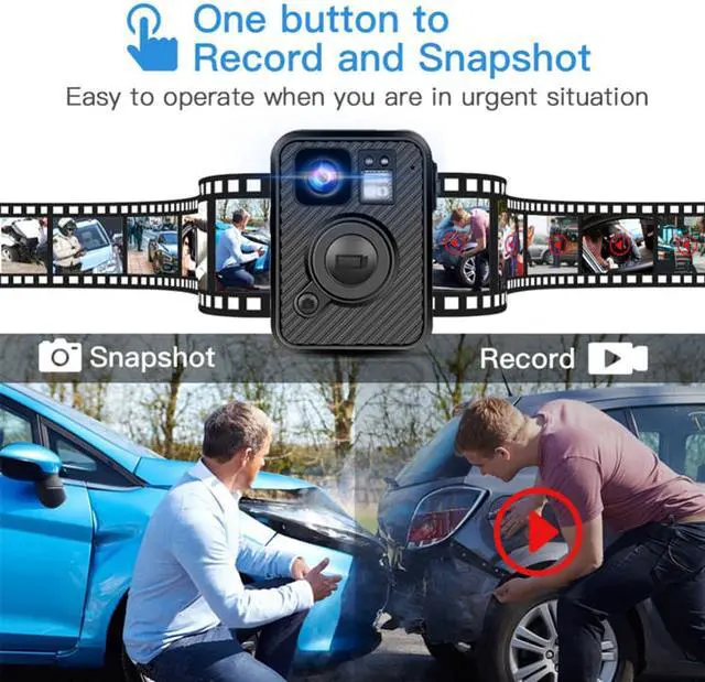 Alt view image 5 of 6 - GPS WIFI Mini Wearable Body Camera BIG Front REC Button H.265 IP66 Waterproof Anti-drop IR Night Vision Wide Angle 140 Degree With LCD Screen HD 5MP 32G Memory Built Inside 64G Memory