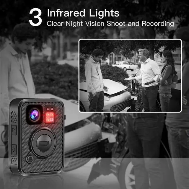 Alt view image 3 of 6 - GPS WIFI Mini Wearable Body Camera BIG Front REC Button H.265 IP66 Waterproof Anti-drop IR Night Vision Wide Angle 140 Degree With LCD Screen HD 5MP 32G Memory Built Inside 64G Memory