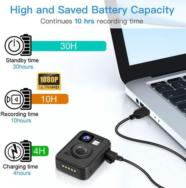 Alt view image 4 of 6 - GPS WIFI Mini Wearable Body Camera BIG Front REC Button H.265 IP66 Waterproof Anti-drop IR Night Vision Wide Angle 140 Degree With LCD Screen HD 5MP 32G Memory Built Inside 64G Memory