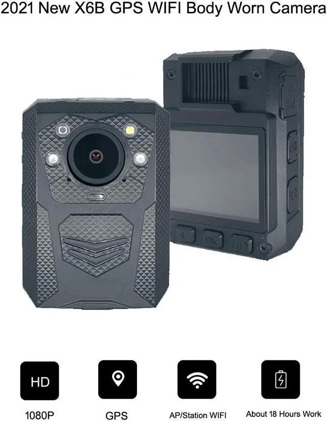 Alt view image 7 of 7 - X6B 64G WiFi GPS National Police Body Mini Camera Chest Security Guard Wearable Video Recorder IR Night Vision Analogue Pocket - OEM