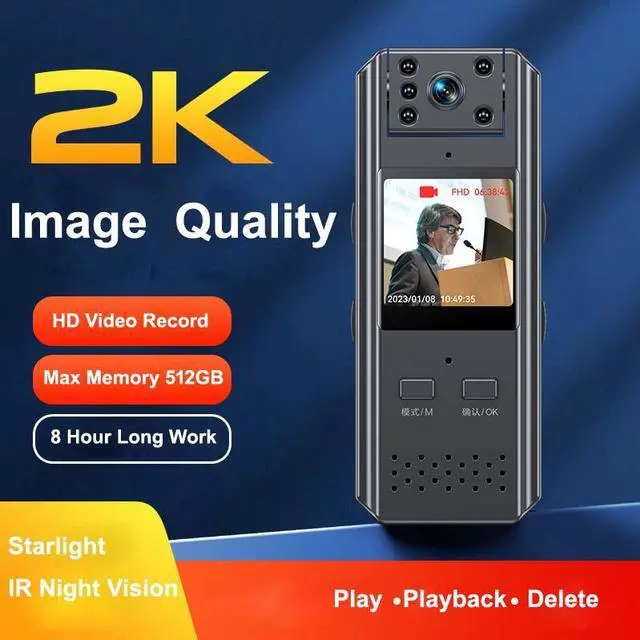 Alt view image 2 of 7 - E780 2K HD Image Quality CCTV Body Chest Camera Police Mini IR Night Vision Anti-shake One-key Video Voice Recorder Camcorder Security With Screen