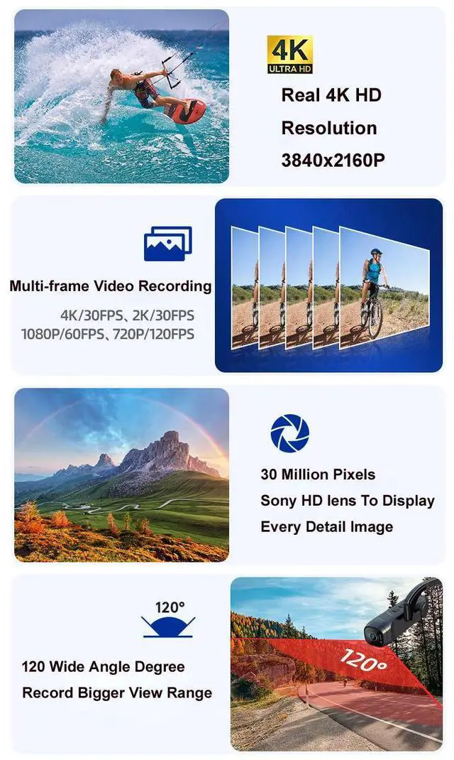 Alt view image 4 of 7 - Smart Outdoor Sports 4K Head Wearable Camera WiFi Digital Camcorder Profissional Gimbal Anti Shake