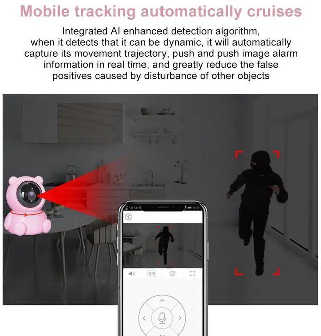 Alt view image 4 of 7 - Wireless WIFI Camera IP P2P CCTV Cam Baby Monitor Surveillance HD H.264130MP Lens IR Night Vision for Android or IOS Pink Color