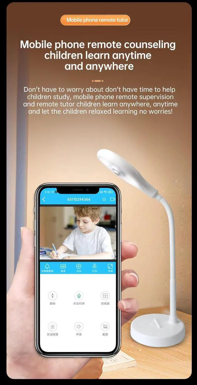 Alt view image 2 of 7 - F15 Smart Home Baby Monitor Table Lamp WIFI Camera IP Remote View For IOS Android Phone 32G Memory Inside To Record 15 Days Support Cloud Storage Kid Learning Video Recorder Spy Cam