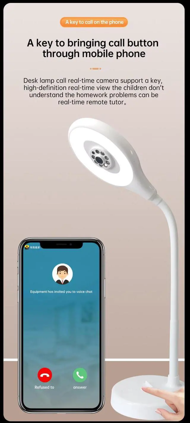 Alt view image 3 of 7 - F15 Smart Home Baby Monitor Table Lamp WIFI Camera IP Remote View For IOS Android Phone 32G Memory Inside To Record 15 Days Support Cloud Storage Kid Learning Video Recorder Spy Cam