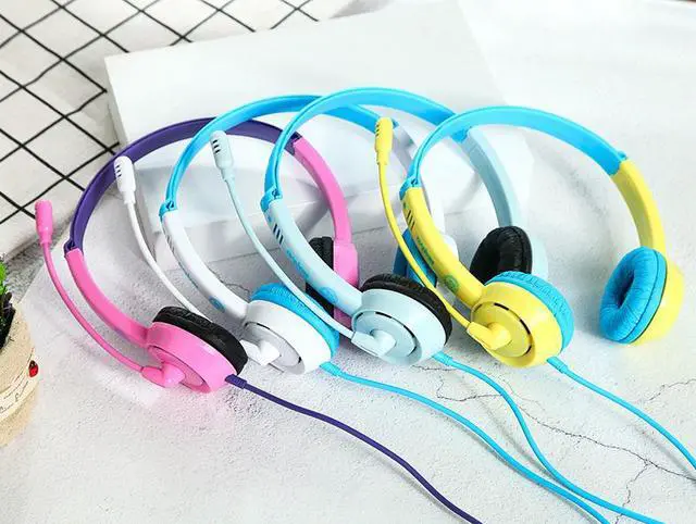 Alt view image 4 of 5 - 3.5mm Headset With Microphone, Noise Cancelling Mic, Head-Mounted Children's Learning Headset Headset Wire Control With Microphone