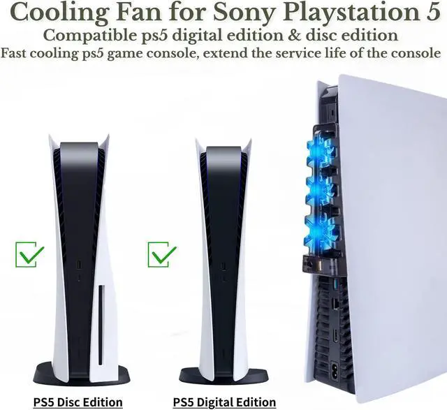 Alt view image 3 of 6 - Cooling Fan for PS5 Digital & Dics Version, USB External Cooler Fan Game Console Mini Cooling System for Playstation 5, 3 High-Speed USB Fans