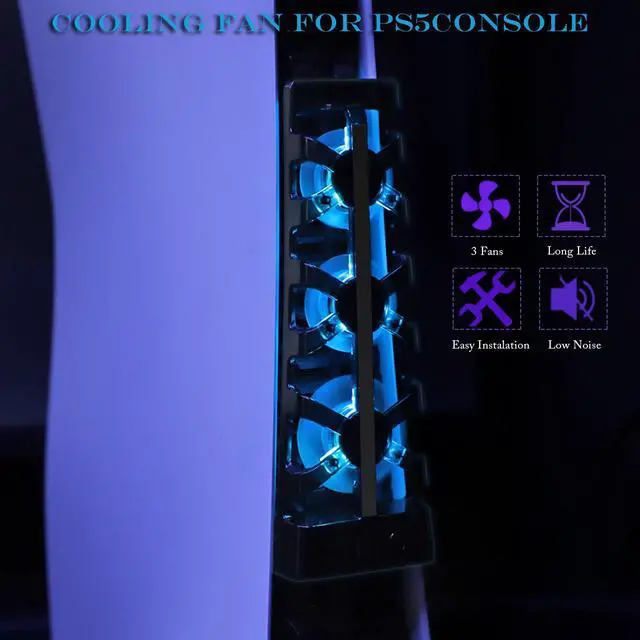Alt view image 6 of 6 - Cooling Fan for PS5 Digital & Dics Version, USB External Cooler Fan Game Console Mini Cooling System for Playstation 5, 3 High-Speed USB Fans