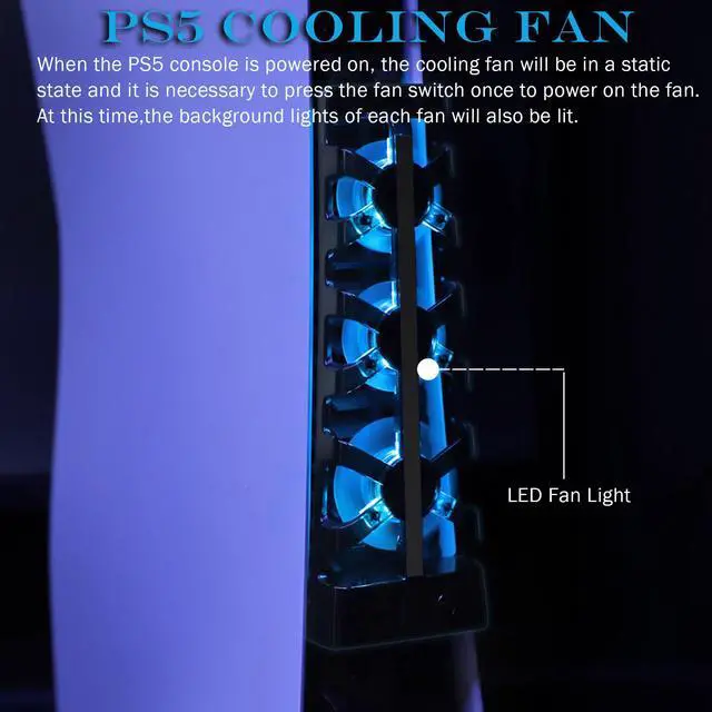 Alt view image 5 of 6 - Cooling Fan for PS5 Digital & Dics Version, USB External Cooler Fan Game Console Mini Cooling System for Playstation 5, 3 High-Speed USB Fans