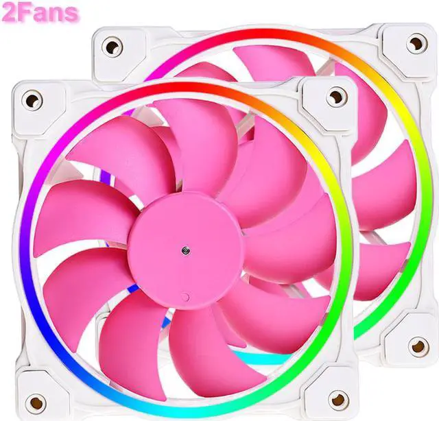 Main image of Pink Case Fan 120mm Colour ARGB Temperature Control Water Cooling Radiator 5V 3 PIN Addressable RGB Cooling Fan MB Sync, 4 PIN PWM Speed Control Fans for Radiator/CPU Cooler/Computer Case