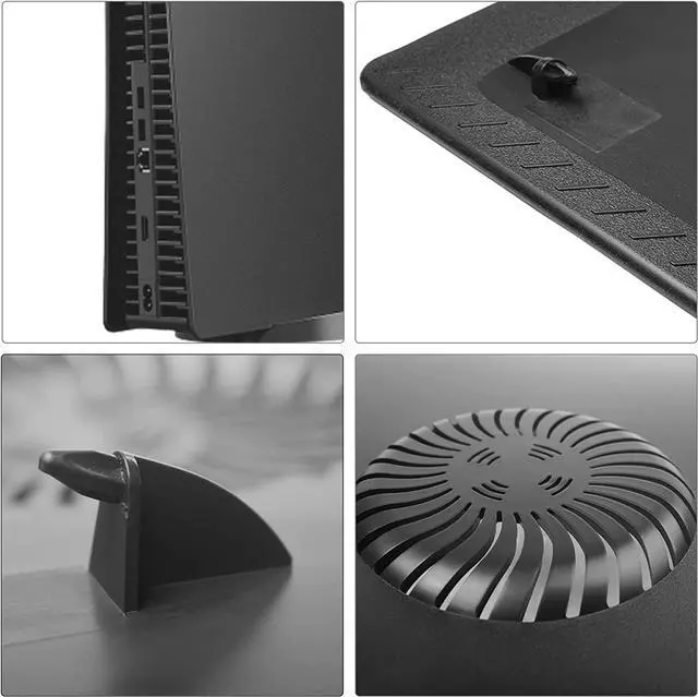 Alt view image 2 of 7 - PS5 Console Cover, Hard Shockproof with Cooling Vent PS5 FacePlates, ABS Anti-Scratch Dustproof Replacement Shell for Playstation 5 Console, Black - Disc Edition