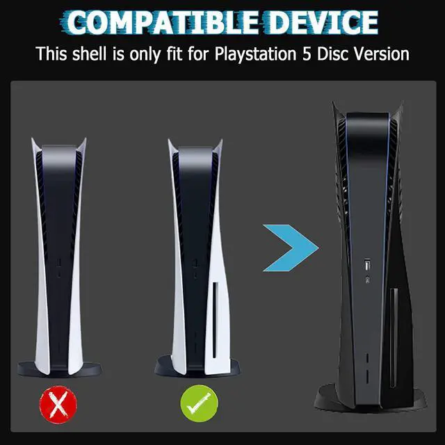 Alt view image 4 of 7 - PS5 Console Cover, Hard Shockproof with Cooling Vent PS5 FacePlates, ABS Anti-Scratch Dustproof Replacement Shell for Playstation 5 Console, Black - Disc Edition