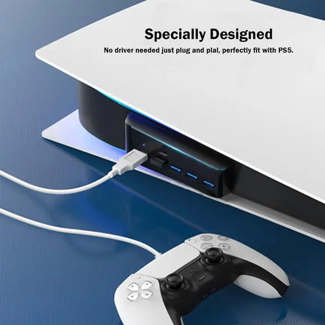 Alt view image 4 of 7 - Multiport USB Hub for PS5 Console, Joso High-Speed Expands Game Console Ports Adapter with 5 Port USB Hub and Fast Charging Splitter for PlayStation 5 Dualsence Game Console