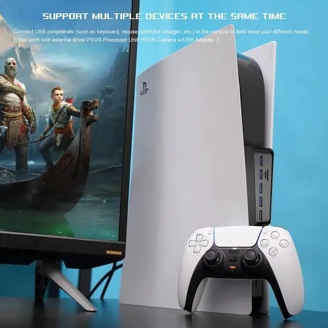 Alt view image 6 of 7 - Multiport USB Hub for PS5 Console, Joso High-Speed Expands Game Console Ports Adapter with 5 Port USB Hub and Fast Charging Splitter for PlayStation 5 Dualsence Game Console