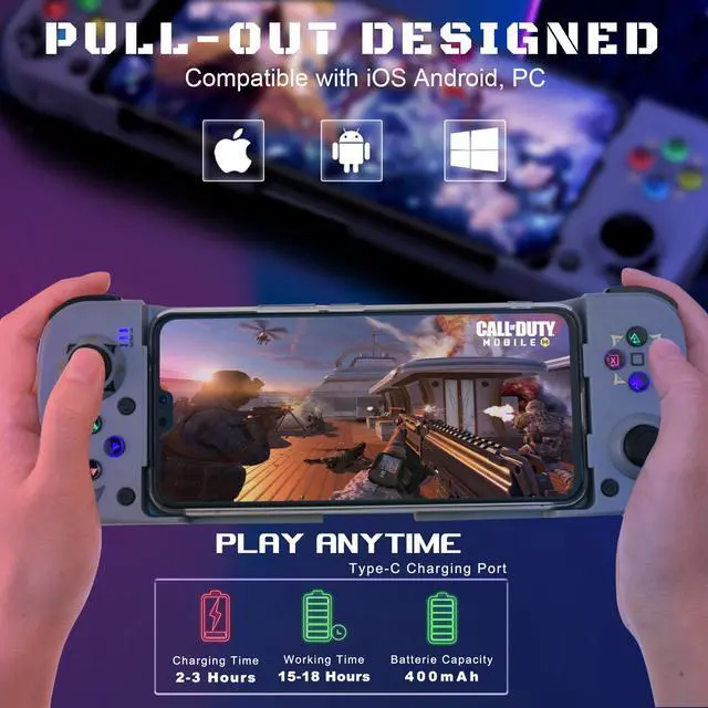 Alt view image 5 of 7 - Joso Mobile Game Controller for Android, iPhone, PC with M1/M2 Programmable, Phone Controller for iPhone 14, 13, 12, 11, Samsung Galaxy, Xiaomi, OPPO, Realme, Call of Duty, Genshin Impact & More Grey