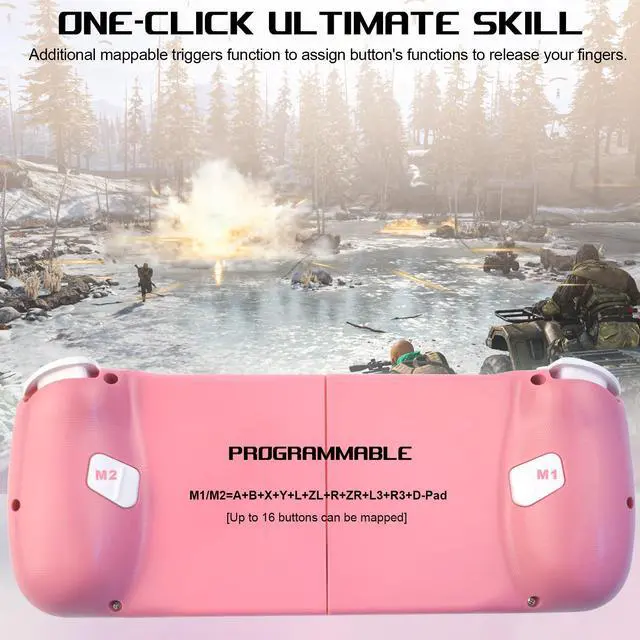Alt view image 2 of 7 - Joso Mobile Game Controller for Android, iPhone, PC with M1/M2 Programmable, Phone Controller for iPhone 14, 13, 12, 11, Samsung Galaxy, Xiaomi, OPPO, Realme, Call of Duty, Genshin Impact & More Pink