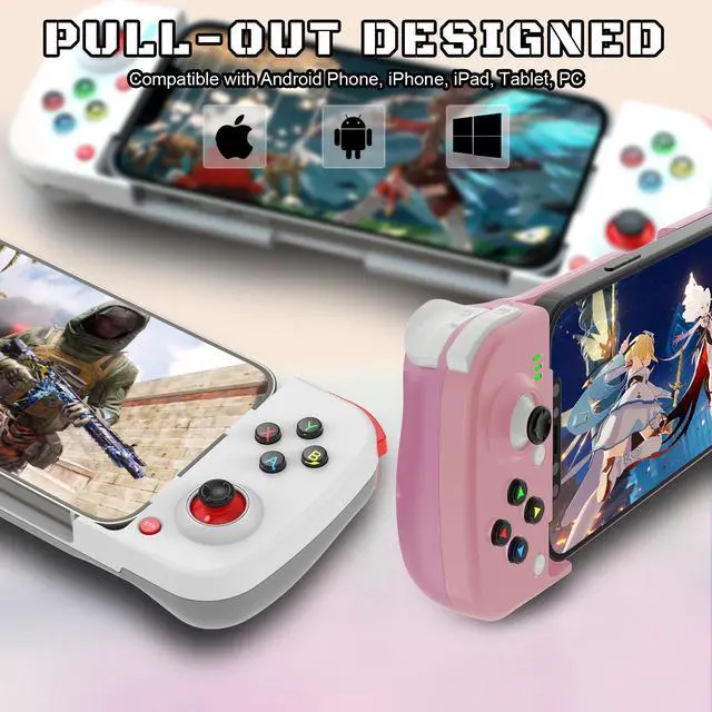 Alt view image 4 of 7 - Joso Mobile Game Controller for Android, iPhone, PC with M1/M2 Programmable, Phone Controller for iPhone 14, 13, 12, 11, Samsung Galaxy, Xiaomi, OPPO, Realme, Call of Duty, Genshin Impact & More Pink