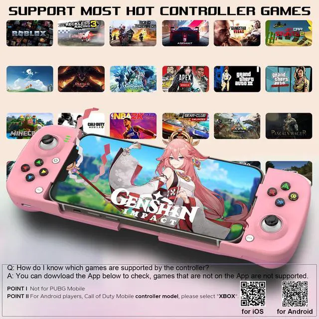 Alt view image 5 of 7 - Joso Mobile Game Controller for Android, iPhone, PC with M1/M2 Programmable, Phone Controller for iPhone 14, 13, 12, 11, Samsung Galaxy, Xiaomi, OPPO, Realme, Call of Duty, Genshin Impact & More Pink
