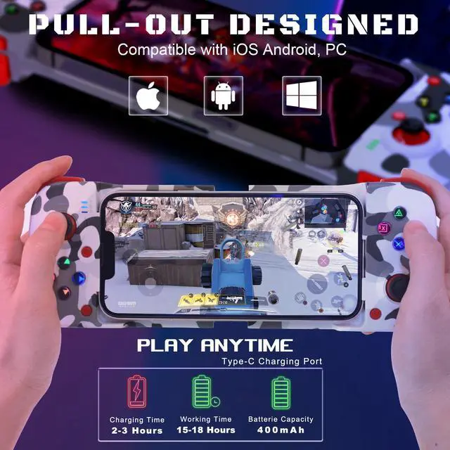 Alt view image 4 of 7 - Joso Mobile Game Controller for Android, iPhone, PC with M1/M2 Programmable, Phone Controller for iPhone 14, 13, 12, 11, Samsung Galaxy, Xiaomi, OPPO, Realme, Call of Duty, Genshin Impact & More Camo