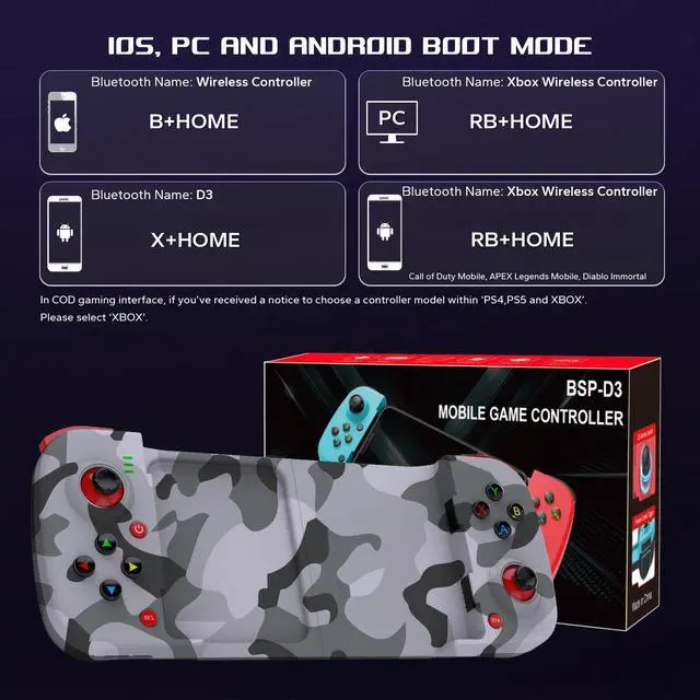 Alt view image 7 of 7 - Joso Mobile Game Controller for Android, iPhone, PC with M1/M2 Programmable, Phone Controller for iPhone 14, 13, 12, 11, Samsung Galaxy, Xiaomi, OPPO, Realme, Call of Duty, Genshin Impact & More Camo