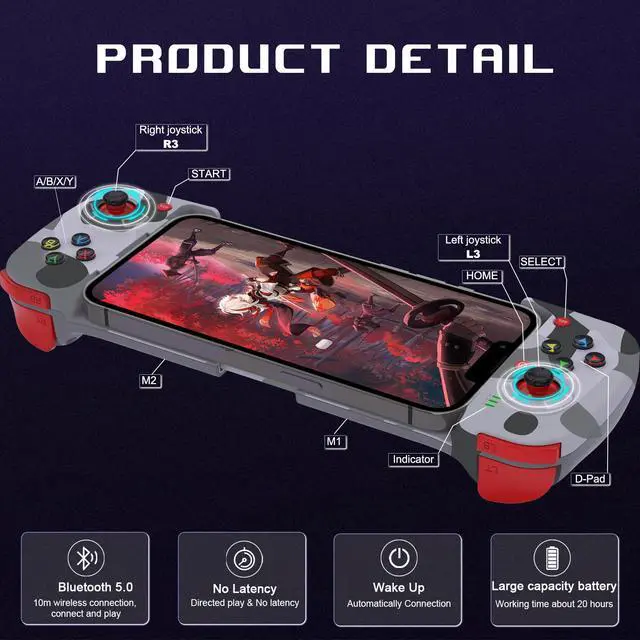 Alt view image 6 of 7 - Joso Mobile Game Controller for Android, iPhone, PC with M1/M2 Programmable, Phone Controller for iPhone 14, 13, 12, 11, Samsung Galaxy, Xiaomi, OPPO, Realme, Call of Duty, Genshin Impact & More Camo