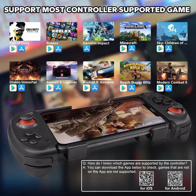 Alt view image 5 of 7 - Joso Wireless Game Controller for iPhone, Android, PC, MFi Bluetooth Gamepad Compatible with iPhone 14/13/12 Pro Max, Samsung, Xiaomi, OPPO, Google, Play CODM, Minecraft, Genshin Impact, and More