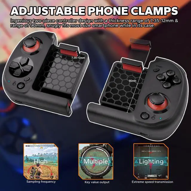 Alt view image 7 of 7 - Joso Wireless Game Controller for iPhone, Android, PC, MFi Bluetooth Gamepad Compatible with iPhone 14/13/12 Pro Max, Samsung, Xiaomi, OPPO, Google, Play CODM, Minecraft, Genshin Impact, and More