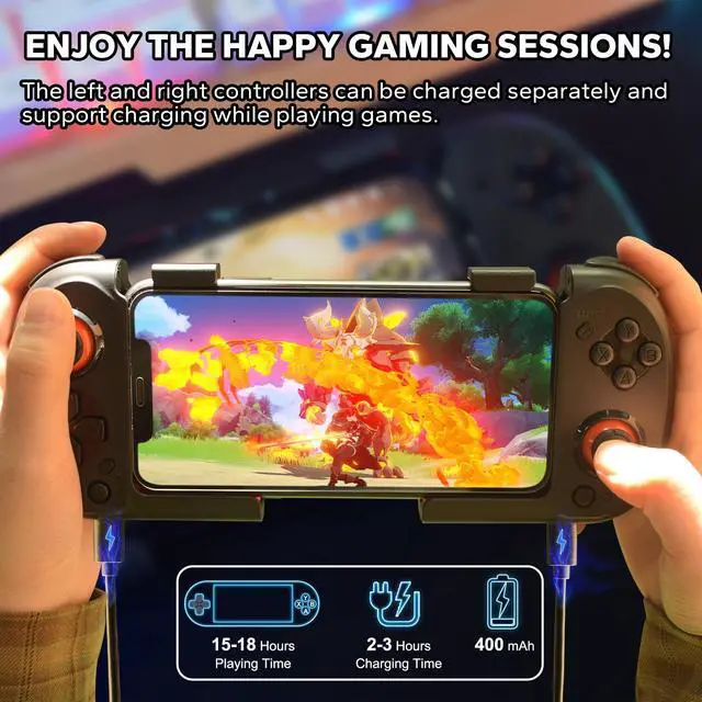 Alt view image 4 of 7 - Joso Wireless Game Controller for iPhone, Android, PC, MFi Bluetooth Gamepad Compatible with iPhone 14/13/12 Pro Max, Samsung, Xiaomi, OPPO, Google, Play CODM, Minecraft, Genshin Impact, and More