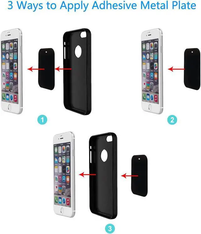 Alt view image 3 of 6 - Smartphones Metal Plate 12 Pack for Phone Car Mount Holder Cradle with 3M Adhesive (Compatible with Magnetic Mounts) - 6 Rectangle and 6 Round Black