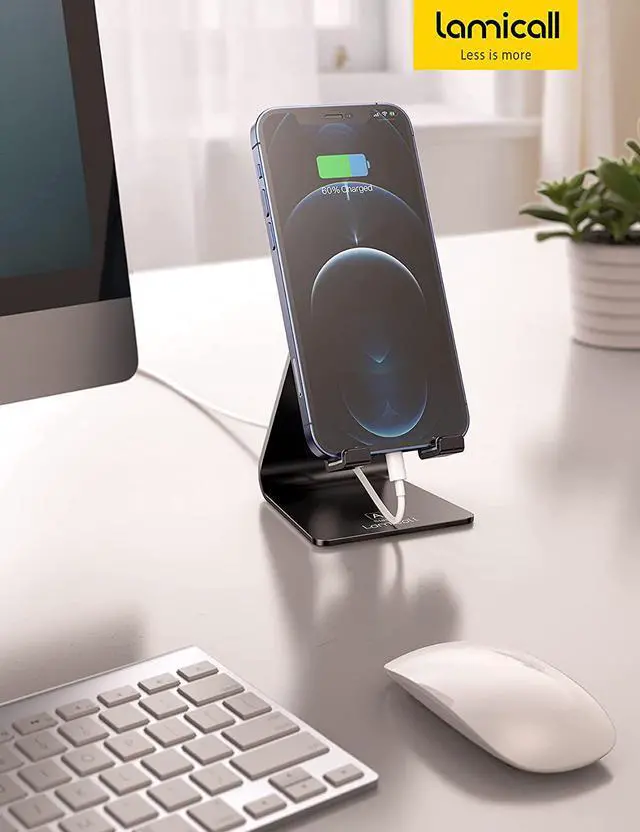 Alt view image 7 of 7 - Adjustable Cell Phone Stand Desk Phone Holder Cradle Dock Compatible with iPhone 16 15 14 Plus Pro Pro Max 13 12 X XS 4-8 Phones Office Accessories All Android Smartphone Black