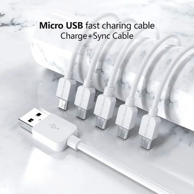Alt view image 2 of 7 - Micro USB Cable (5-Pack 6FT) Android Charger Long Android Phone Charger Cord for  Galaxy S7 S6 Edge J7 S5 Note 5 4 LG 4 K40 K20 MP3 Kindle Tablet White