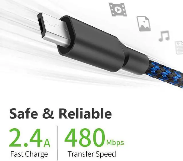 Alt view image 4 of 7 - Micro USB Cable, 3Pack 6FT Android Charger Cord Long Braided Sync Fast Charging Cables Compatible with Samsung Galaxy S6 S7 Edge, Android Phone -Blue