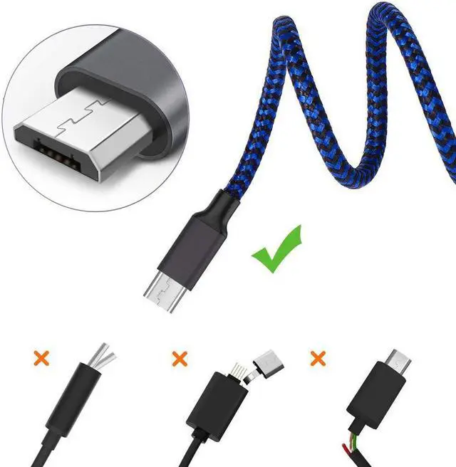 Alt view image 7 of 7 - Micro USB Cable, 3Pack 6FT Android Charger Cord Long Braided Sync Fast Charging Cables Compatible with Samsung Galaxy S6 S7 Edge, Android Phone -Blue