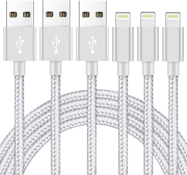 Main image of iPhone Charger Cable [Mfi-Certified] 3Pack 10ft Nylon Braided High Speed USB Charging Cord Compatible with iPhone 12/11/XS/XR/X/8/7/6/5/iPad-SilverGray