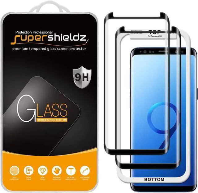 Main image of (2 Pack) Designed for  Galaxy S9 Tempered Glass Screen Protector with (Easy Installation Tray) Anti Scratch Bubble Free (Black)