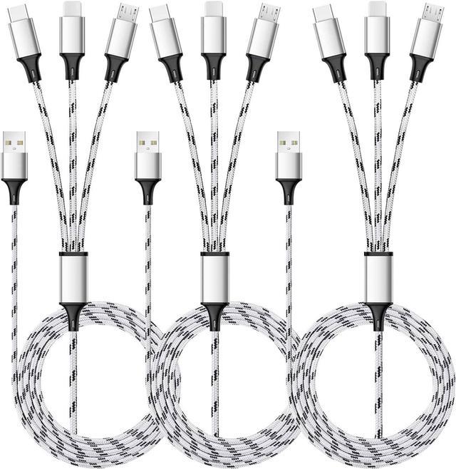 Multi Charging Cable, 5ft 3Pack Multi Charger Cable Nylon Braided Multiple  USB Cable Universal 3 in 1 Charging Cord Adapter with Type-C, Micro USB  Port Connectors for Cell Phones and More 