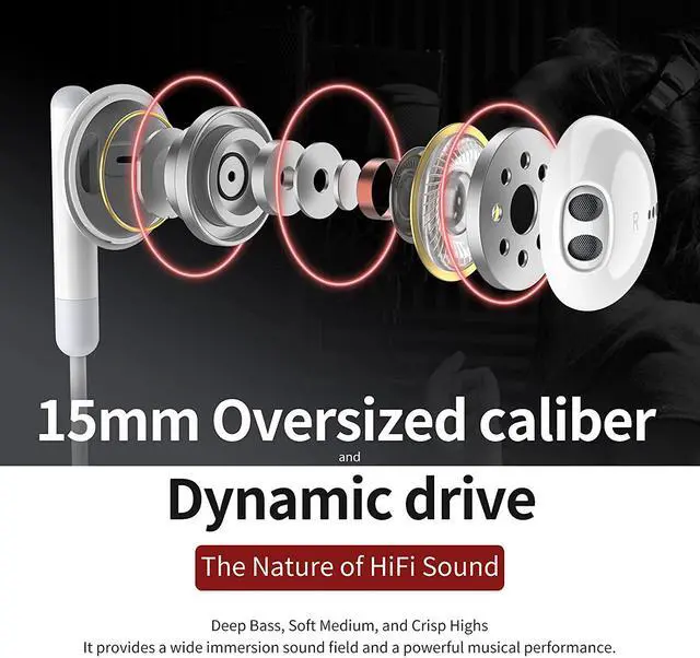 Alt view image 3 of 6 - Wired Earbuds with Microphone, Wired Earphones in Ear Headphones HiFi Stereo, Powerful Bass and Crystal Clear Audio, Compatible with iPhone, iPad, Android, Computer Most with 3.5mm Jack